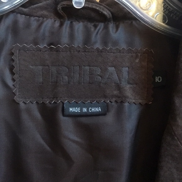 NWT Brown Leather Tribal Jacket Size 10 - Picture 5 of 8